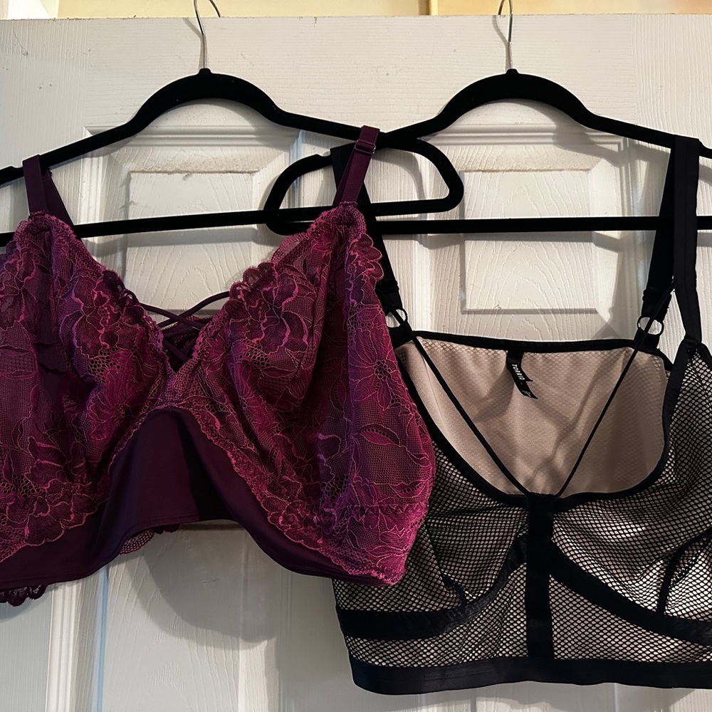 Set of 2 Lace and Mesh bralette from Torrid  - Purple and Black